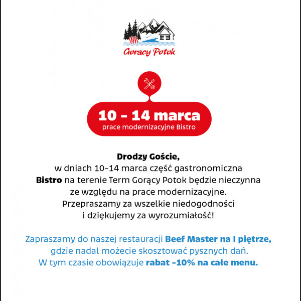 Prace techniczne Bistro 10-14.03.2025