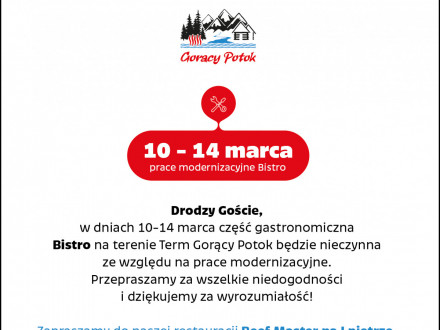 Prace techniczne Bistro 10-14.03.2025
